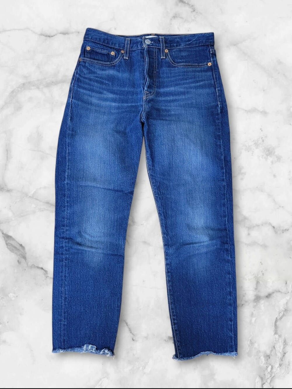 Levi Strauss & Co Dark Wash Raw Hem Straight Jeans